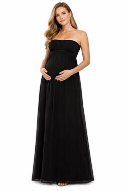Mimi Maternity Black Strapless Formal Maxi Dress Size M Modern